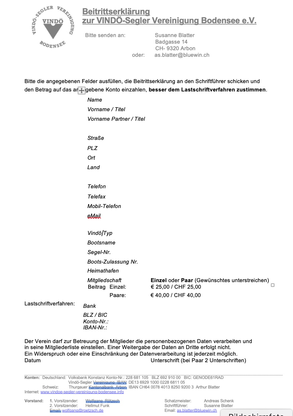 Beitrittserklärung
